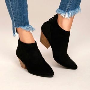 Black Faux Suede Ankle Booties 6.5